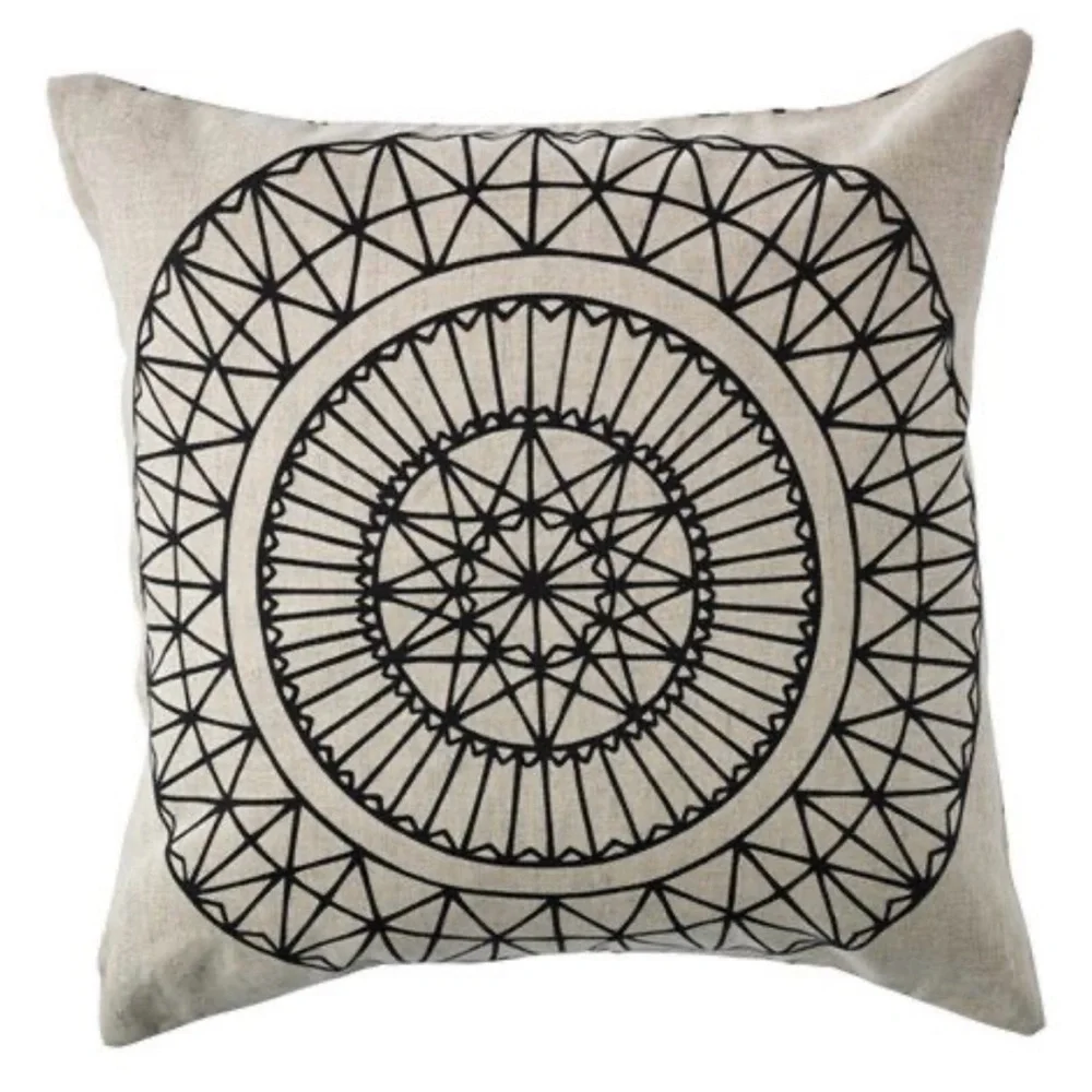 IKEA Ryssby Pillow Square Geometric Pattern Linen Cotton COVER ONLY #0919241